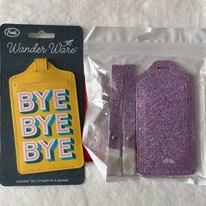 Fred Wander Ware Yellow and Glittery Purple Luggage Tags